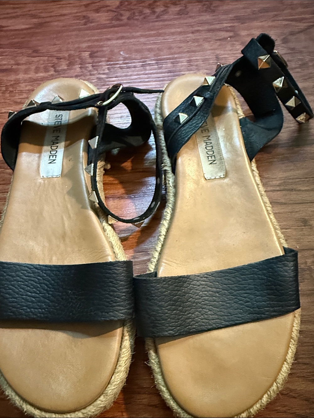 Steve Madden Black Studded Ankle-Strap Sandals